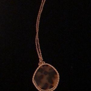 Long Gold Chain Necklace w/ Tortoise Pendant – 3” Extender